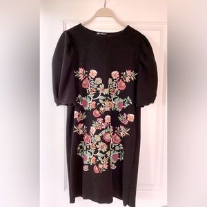 Zara black puff sleeve mini dress